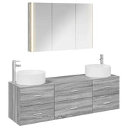 Set di mobili per il bagno 4 pcs Sonoma grigio 3407068
