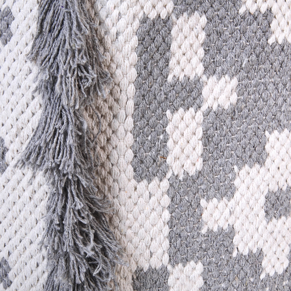 Set di 2 cestini in cotone bianco sporco e grigio 40/45 cm di altezza per conservare lo stile rustico Boho