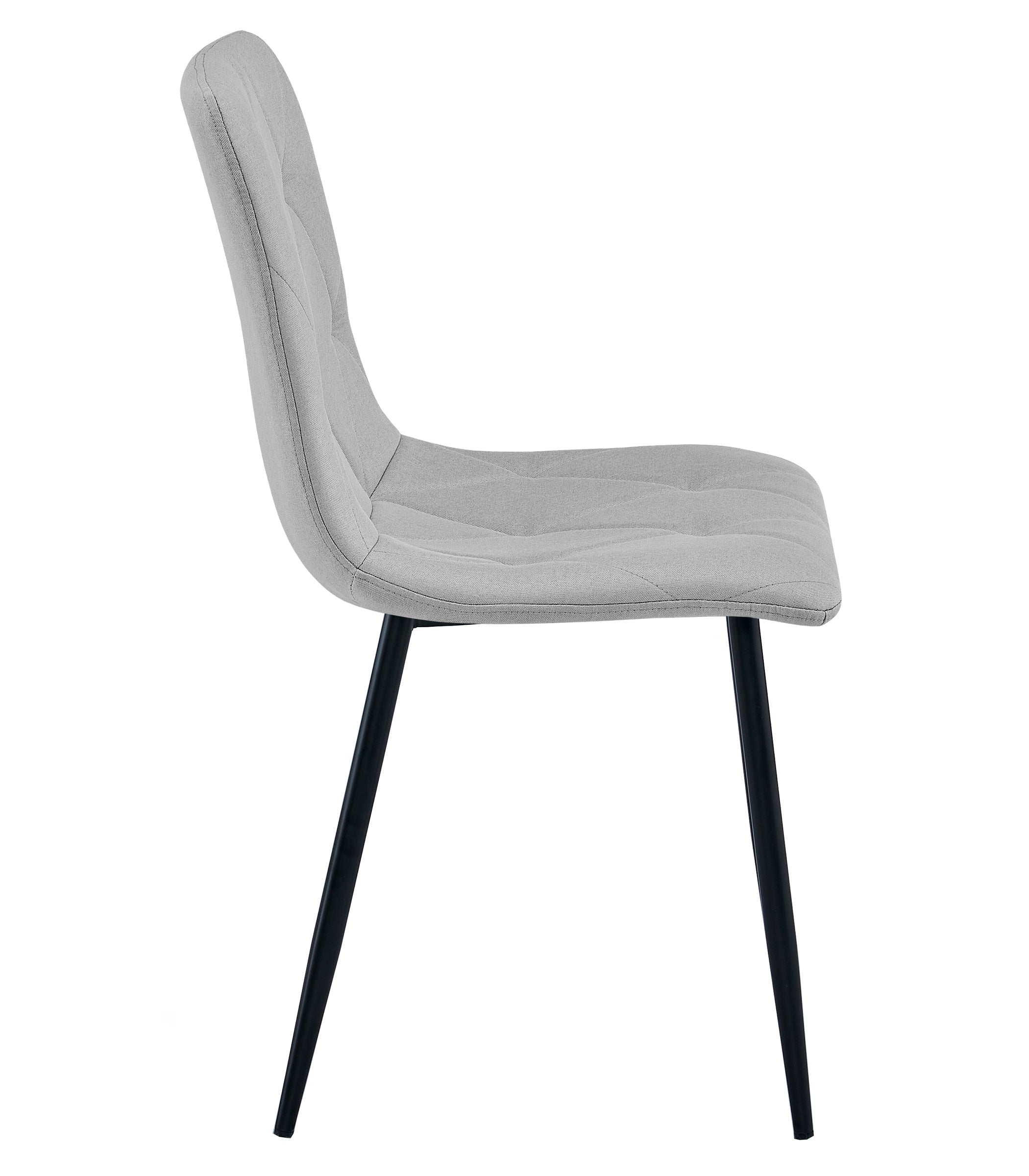 Sedia imbottita VALORA TYRA - Elegante tessuto grigio chiaro / Gambe nere x 4