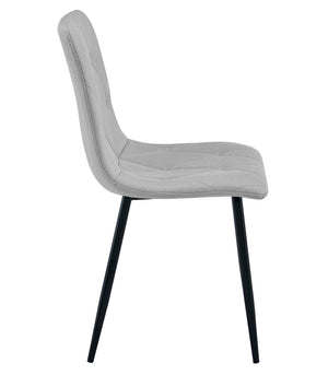 Sedia imbottita VALORA TYRA - Elegante tessuto grigio chiaro / Gambe nere x 4