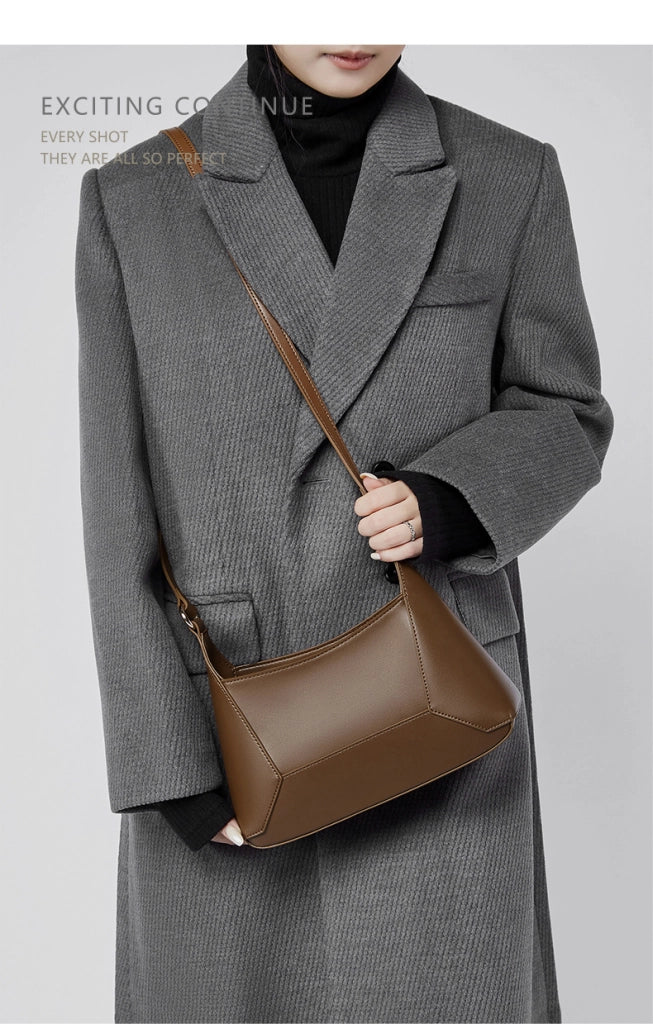 Borsa a tracolla da donna in vera pelle marrone