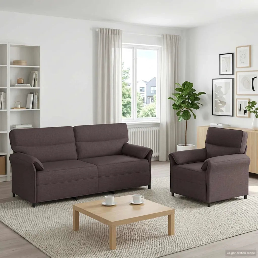 Set di divani 2 pz Marrone Scuro Tessuto 3424875