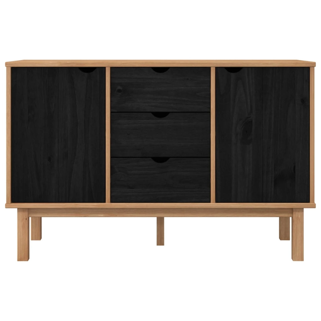 Credenza OTTA Nero 113,5 x 43 x 73 cm Legno Massello di Pino