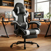 SEDIA GAMING Ergonomica in PVC Nero e Bianco