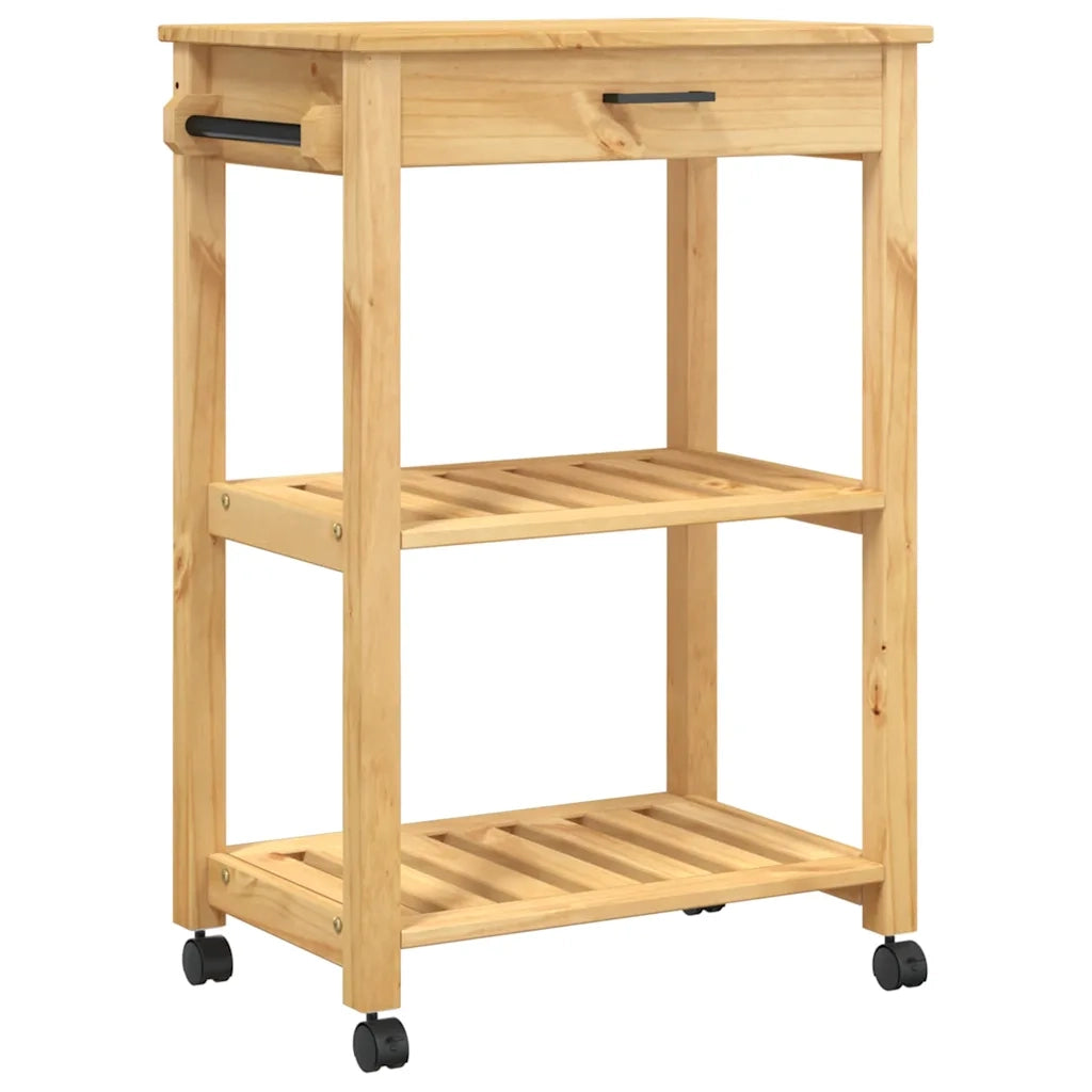 Carrello da Cucina MONZA 60x40x88,5 cm in Legno Massello di Pino 376091