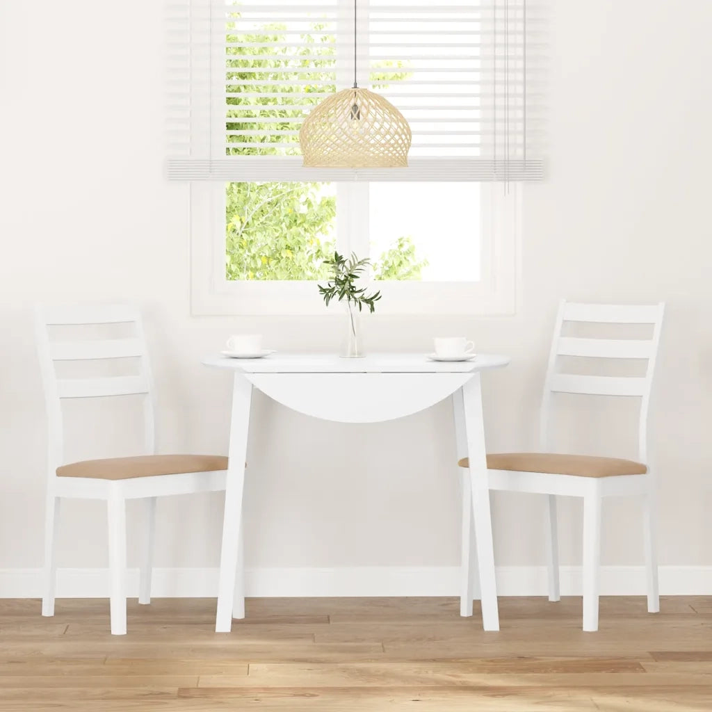 Sedie da Pranzo con Cuscini 2 pz Bianco Legno Massello di Hevea 4102522