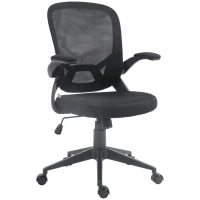 Sedia da Ufficio Ergonomica con Altezza Regolabile, Braccioli Ribaltabili e Tessuto a Rete, Nero