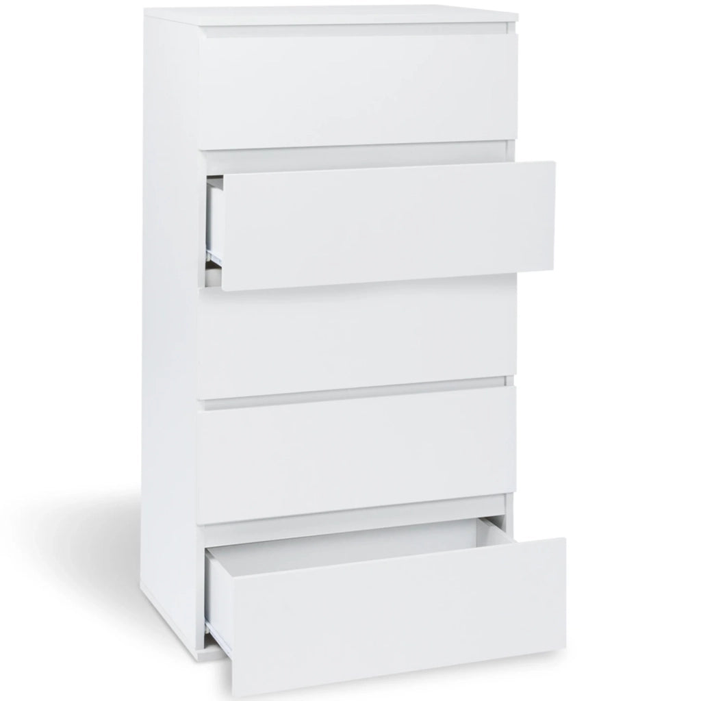 IDMarket - TOMI cassettiera a 5 cassetti 60 cm in legno bianco settimanale
