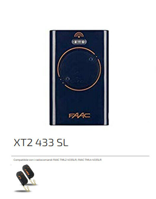 TELECOMANDO RADIOCOMANDO TRASMETTITORE FAAC XT2 433 SL 787014 ex 7873902 SLR