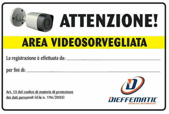 CARTELLO MONITORE SEGNALAZIONE VIDEOSORVEGLIANZA ATTENZIONE TELECAMERA