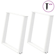 Gambe per tavolo da pranzo a forma di U 2 pz bianche 100x(72-73) cm in acciaio