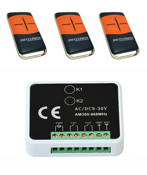 Ricevitore radio ricevente 2canali 3 telecomandi automazione cancelli universale