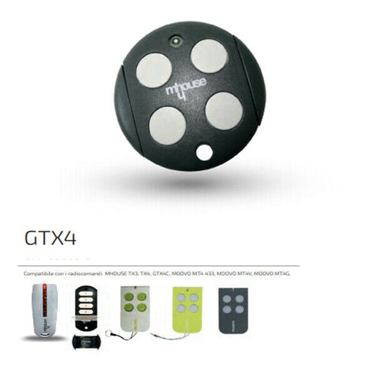 TELECOMANDO RADIOCOMANDO TRASMETTITORE MHOUSE GTX 4 CANALI ORIGINALE 433,92 MHZ