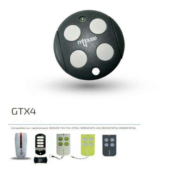TELECOMANDO RADIOCOMANDO TRASMETTITORE MHOUSE GTX 4 CANALI ORIGINALE 433,92 MHZ