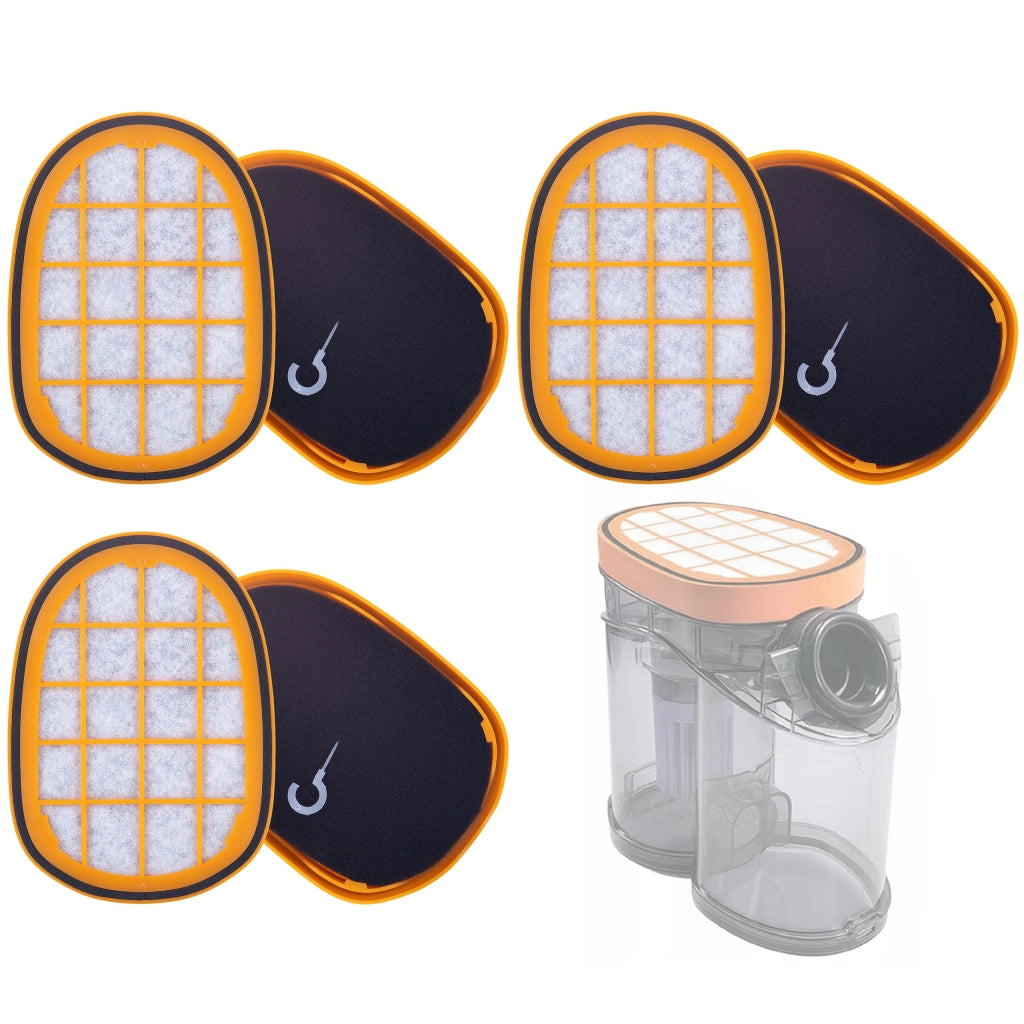 Set Filtri di Ricambio per Aspirapolvere compatibile con Philips SpeedPro Max, Max Aqua – 3 Filtri Lavabili