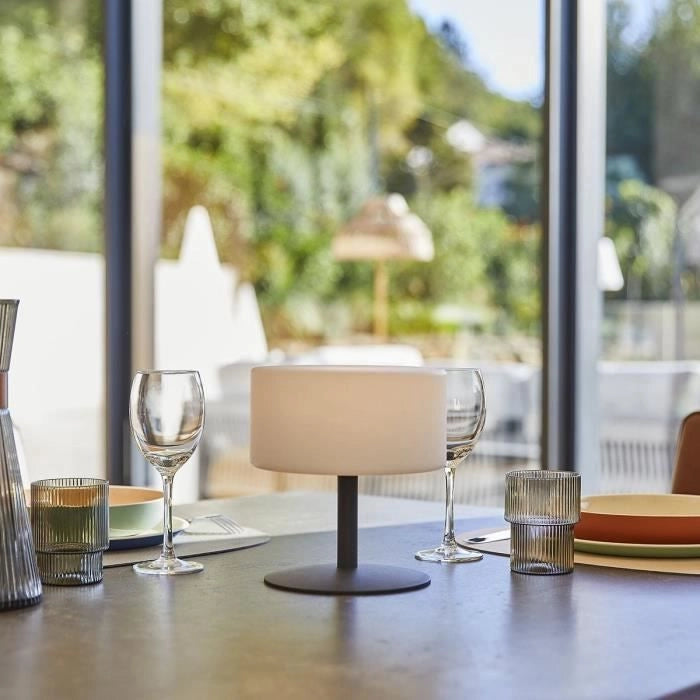Lampada da tavolo senza fili - LUMISKY - ATLAS Rock - H20 cm - Base in acciaio - Grigio - Bianco caldo e LED bianco