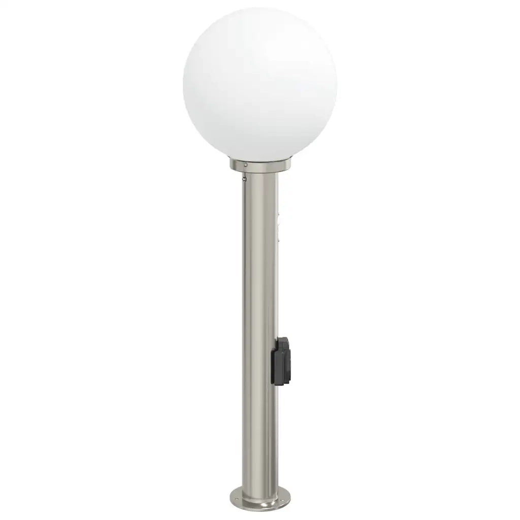 Lampada a paletto con sensore e presa 80 cm Acciaio Inox IP44 4006107
