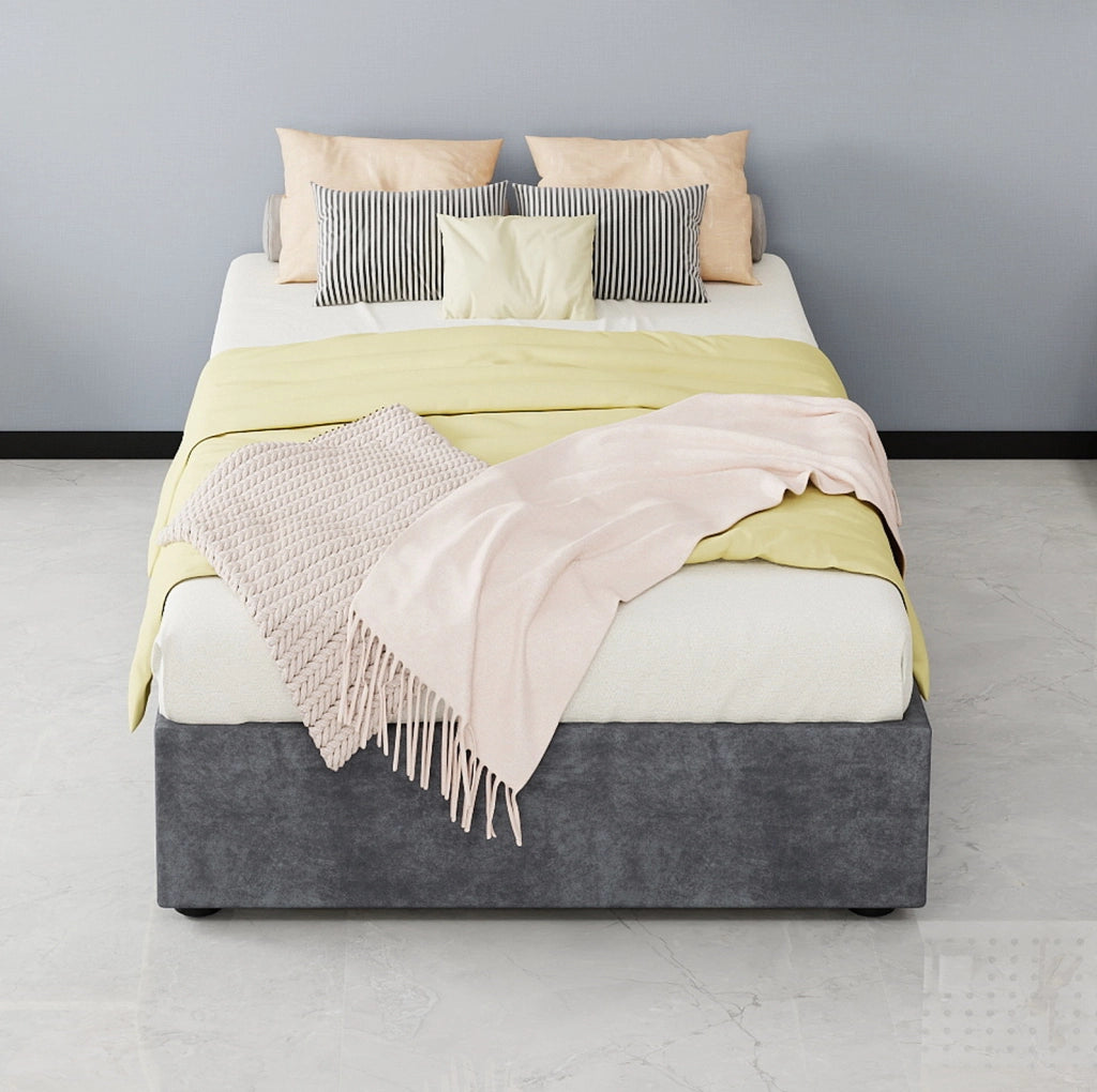 Struttura letto 90 x 200 cm in tessuto e metallo; grigio