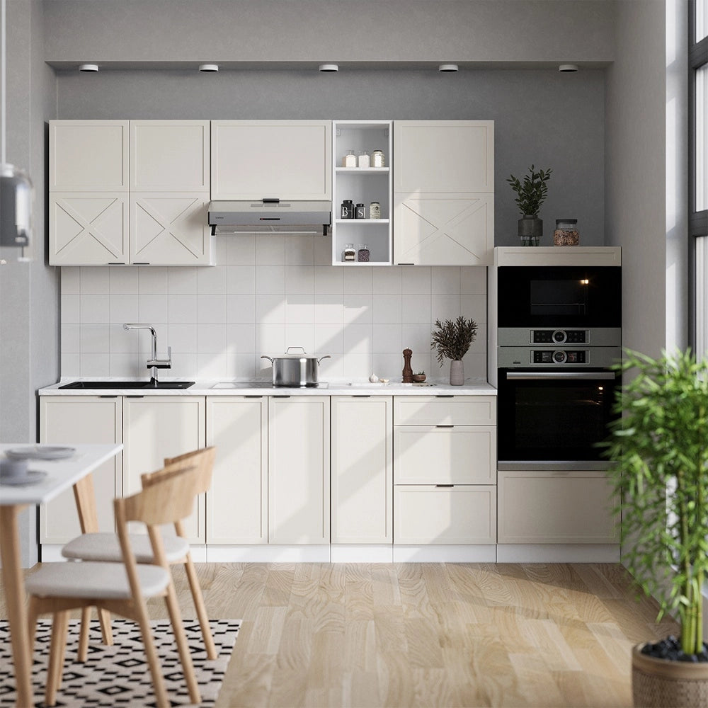 Cucina componibile Fame-Line GrigioBeige/Bianco 280 cm, PL Antracite Vicco