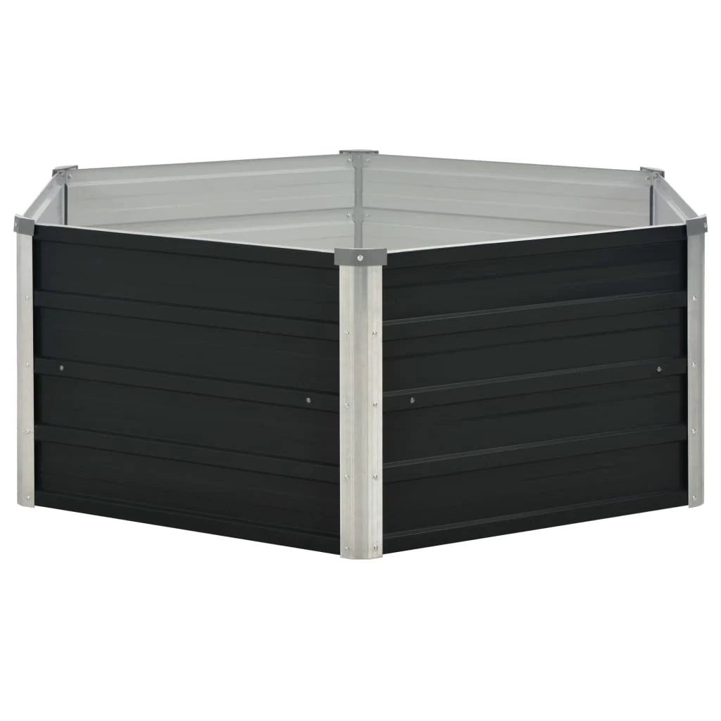 Fioriera rialzata antracite 129 x 129 x 45 cm acciaio zincato 02_0000854