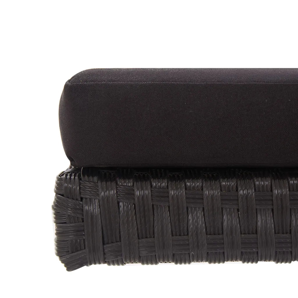 Panchina da Giardino | Panca da Giardino con Cuscini 176 cm Nera in Polyrattan