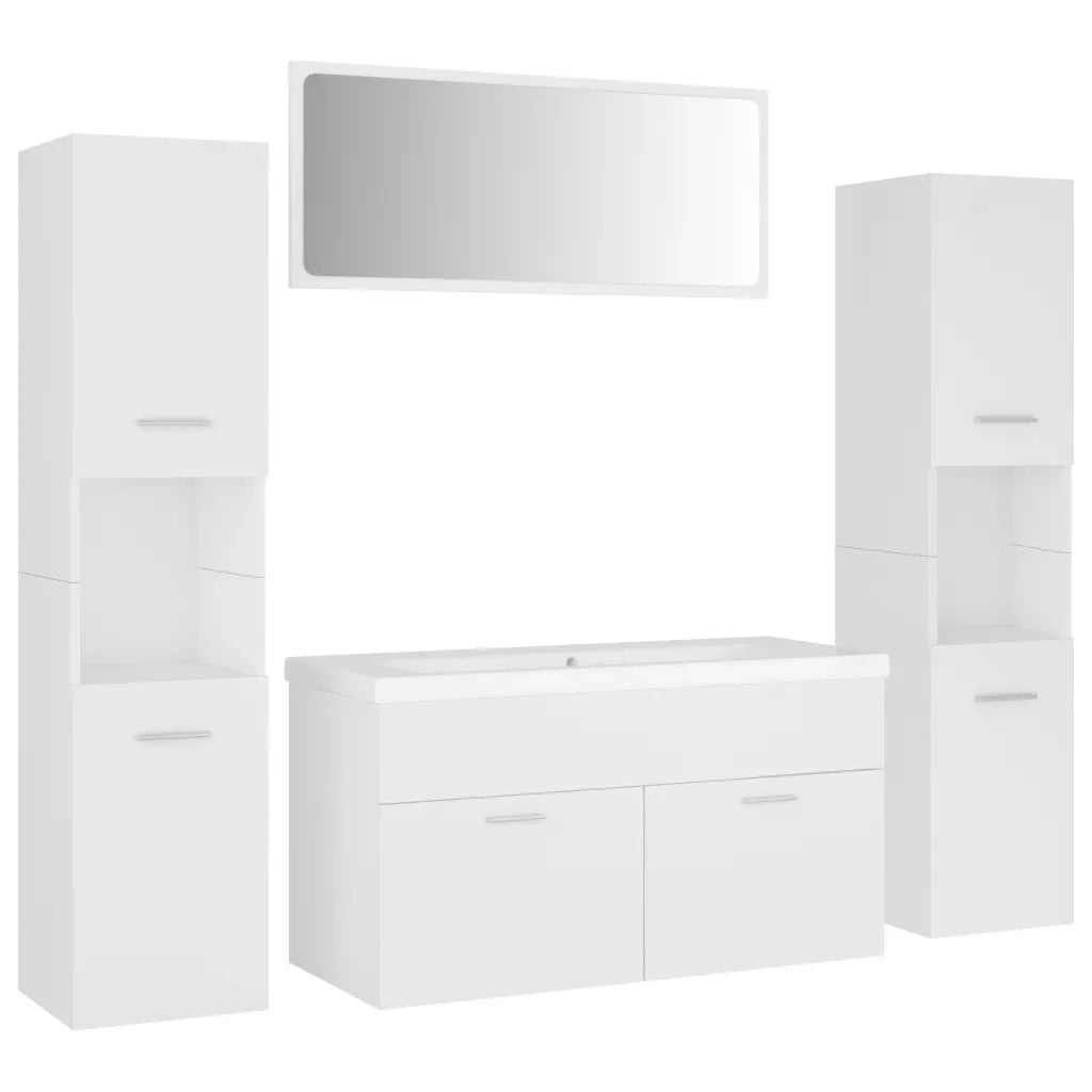 Set Mobili da Bagno Bianco in Legno Multistrato 3071243