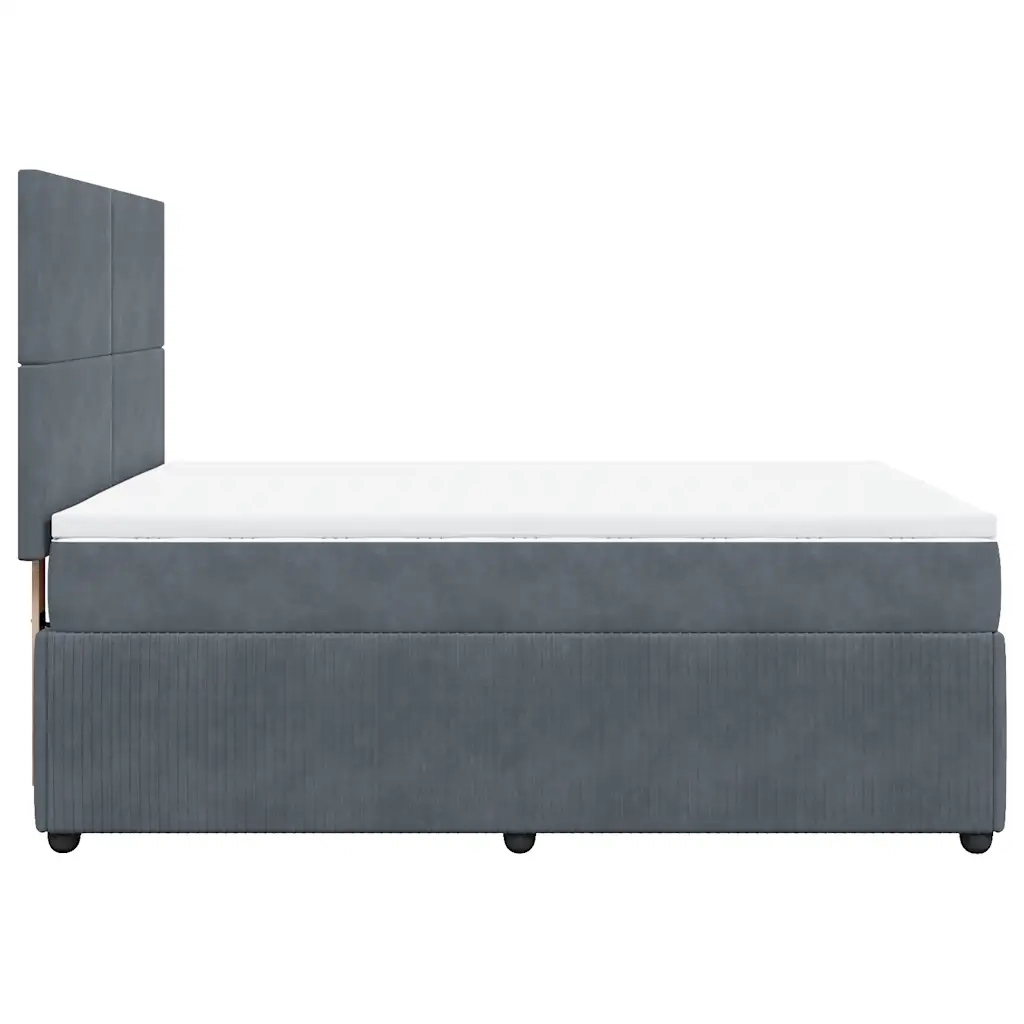 Giroletto a Molle con Materasso Grigio Scuro 140x200 cm Velluto