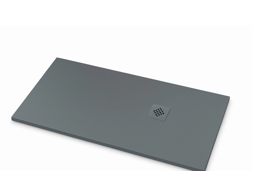 Piatto doccia Ardesia extra piatto 80X100 cm colore Grigio cemento RAL 7005 griglia Grigio cemento