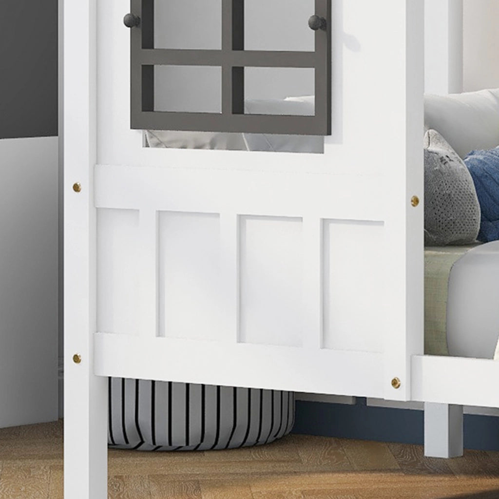 Letto a casa singolo bianco con funzione letto giornaliero e due finestre