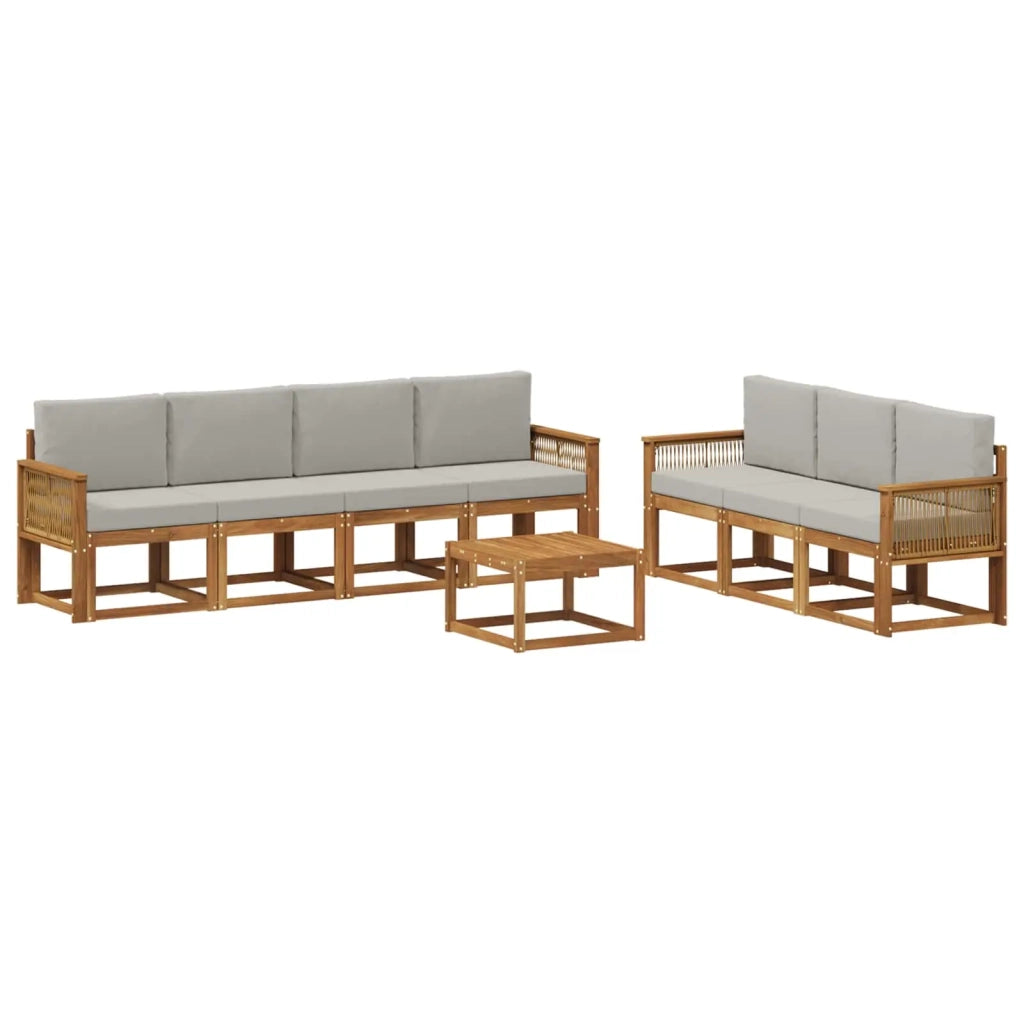 Set di divani da esterno 8 pcs Naturale e Grigio Chiaro 3385057