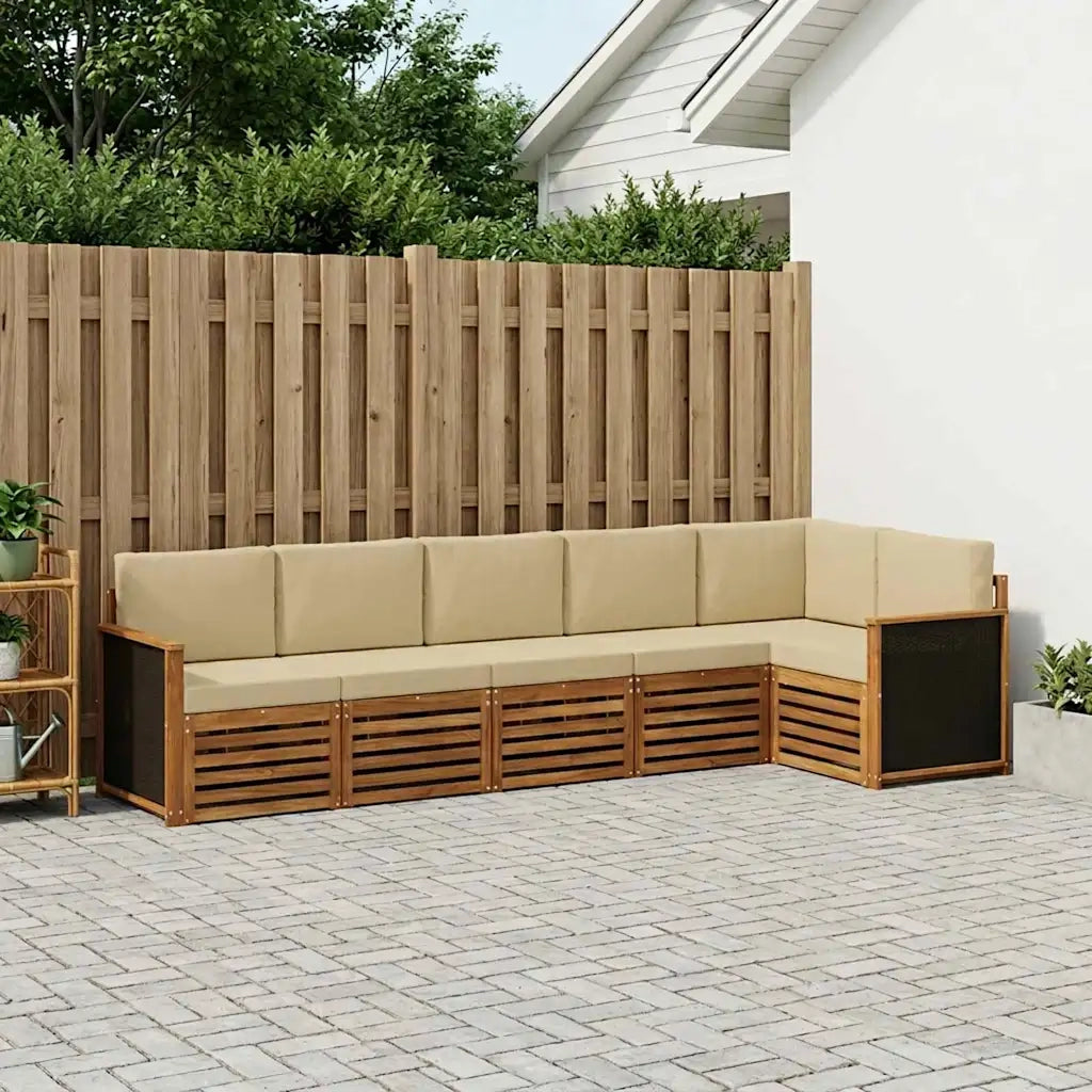 Set divano sezionale con cuscino 5 pcs Naturale