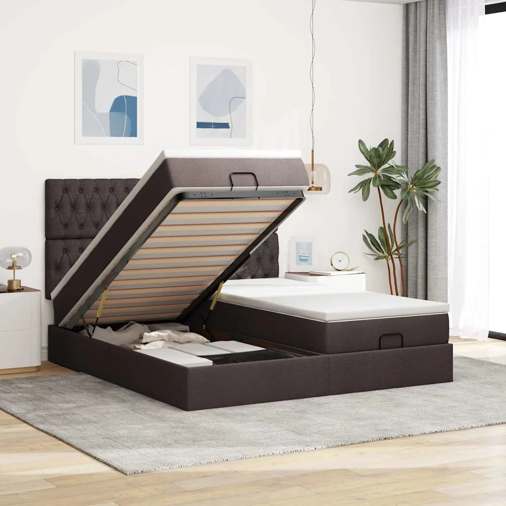 Struttura Letto Pouf con Materassi 160x200 cm in Tessuto 3314558
