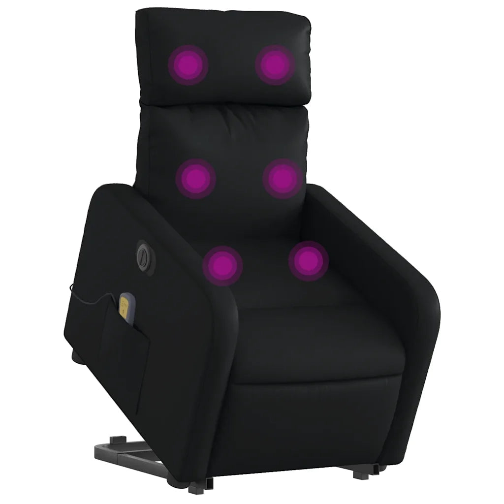 Poltrona Alzapersona Massaggiante | Sedia Relax Elettrica Nera in Similpelle