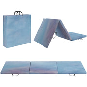 Tappetino da Ginnastica 180x60x5 cm Pieghevole Crash Mat con Maniglie per Allenamento a Casa in PU e EPE Azzurro