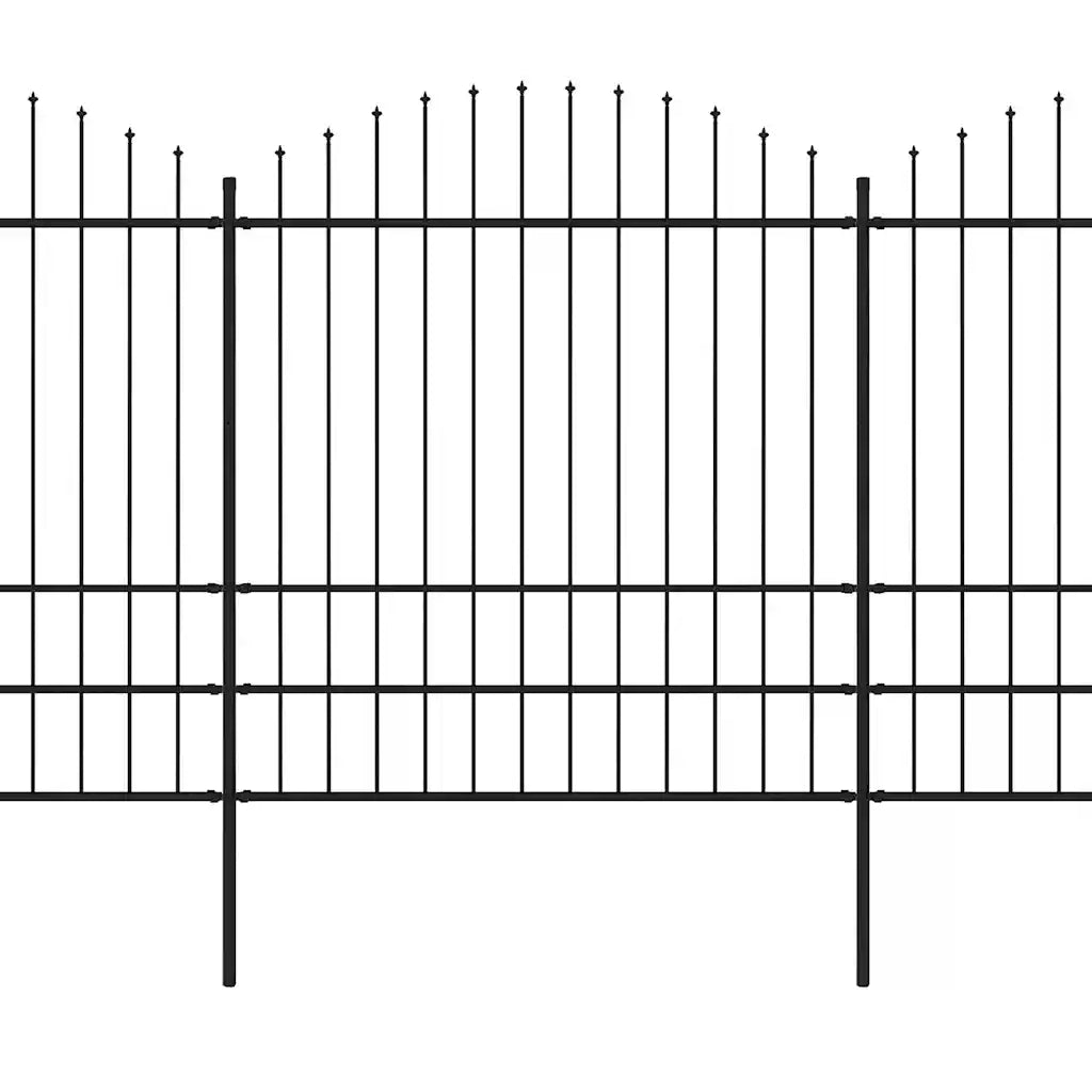 Recinzione da Giardino con Punta a Lancia in Acciaio 504x200 cm Nero 277750