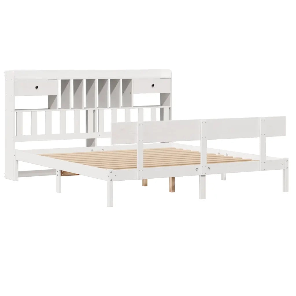 Giroletto con Libreria senza Materasso-Struttura Letto con contenitore 180x200 cm in Legno Pino 722706