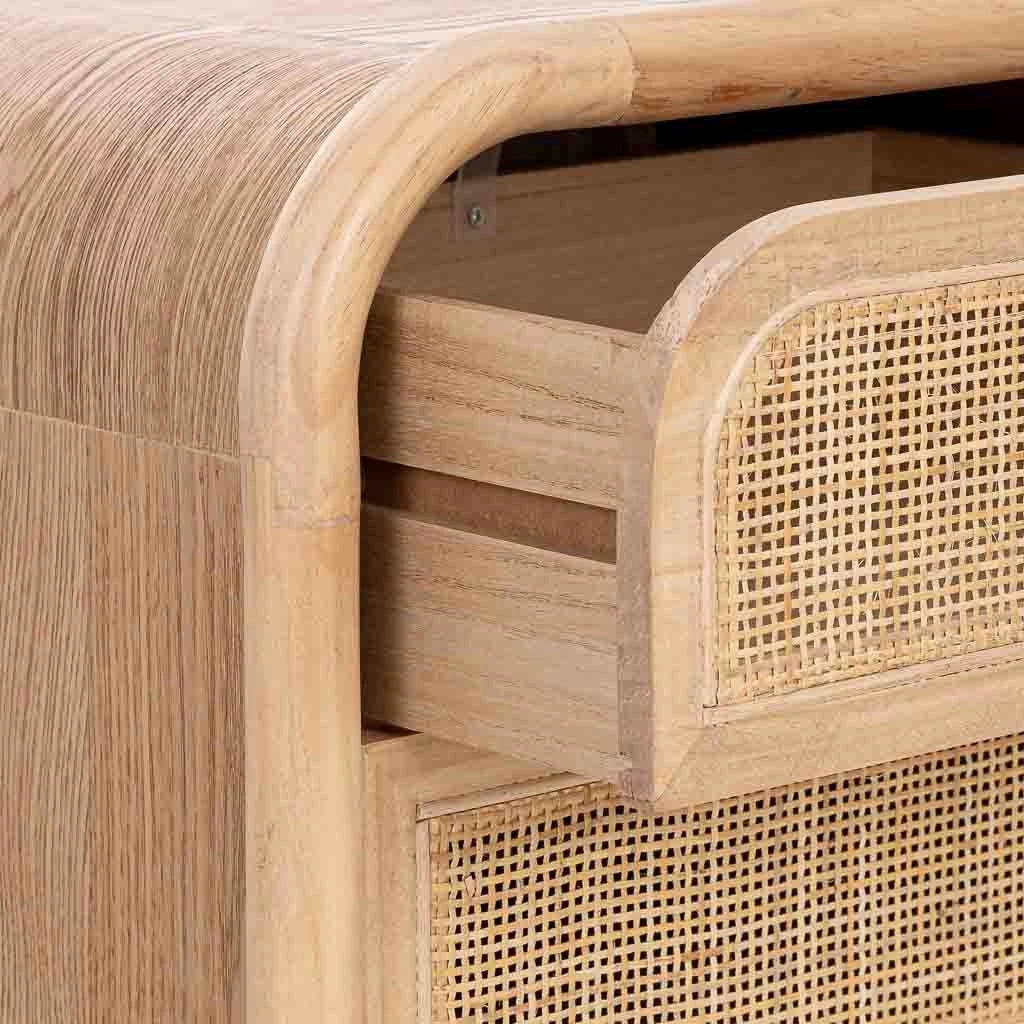 Cassapanca in legno e rattan marrone 46x37x100h cm