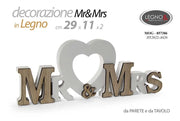 DECORAZIONE MR&MRS IN LEGNO DA PARETE O DA TAVOLO 29X2X11H CM