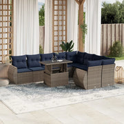Set Divani da Giardino 10 pz con Cuscini Grigio in Polyrattan 3268761