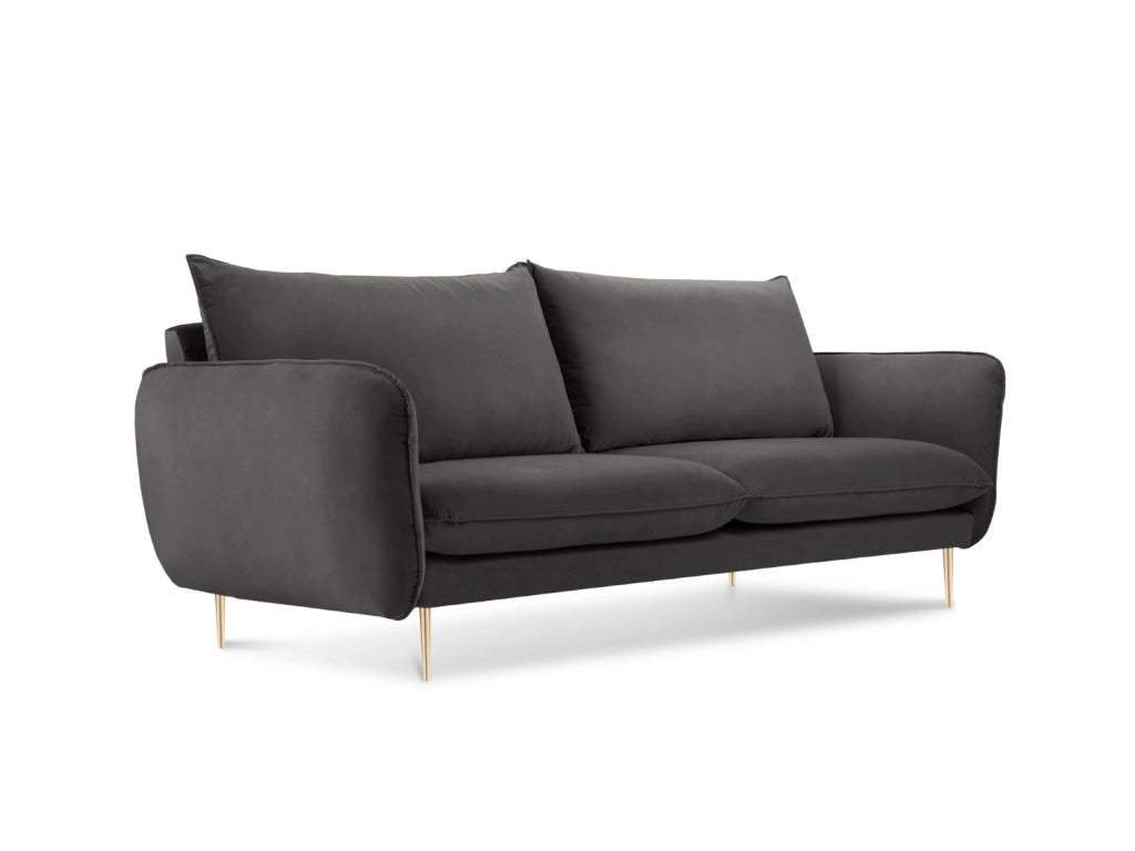 Cosmopolitan Design - Divano "Vienna" 2 posti in velluto grigio scuro 
