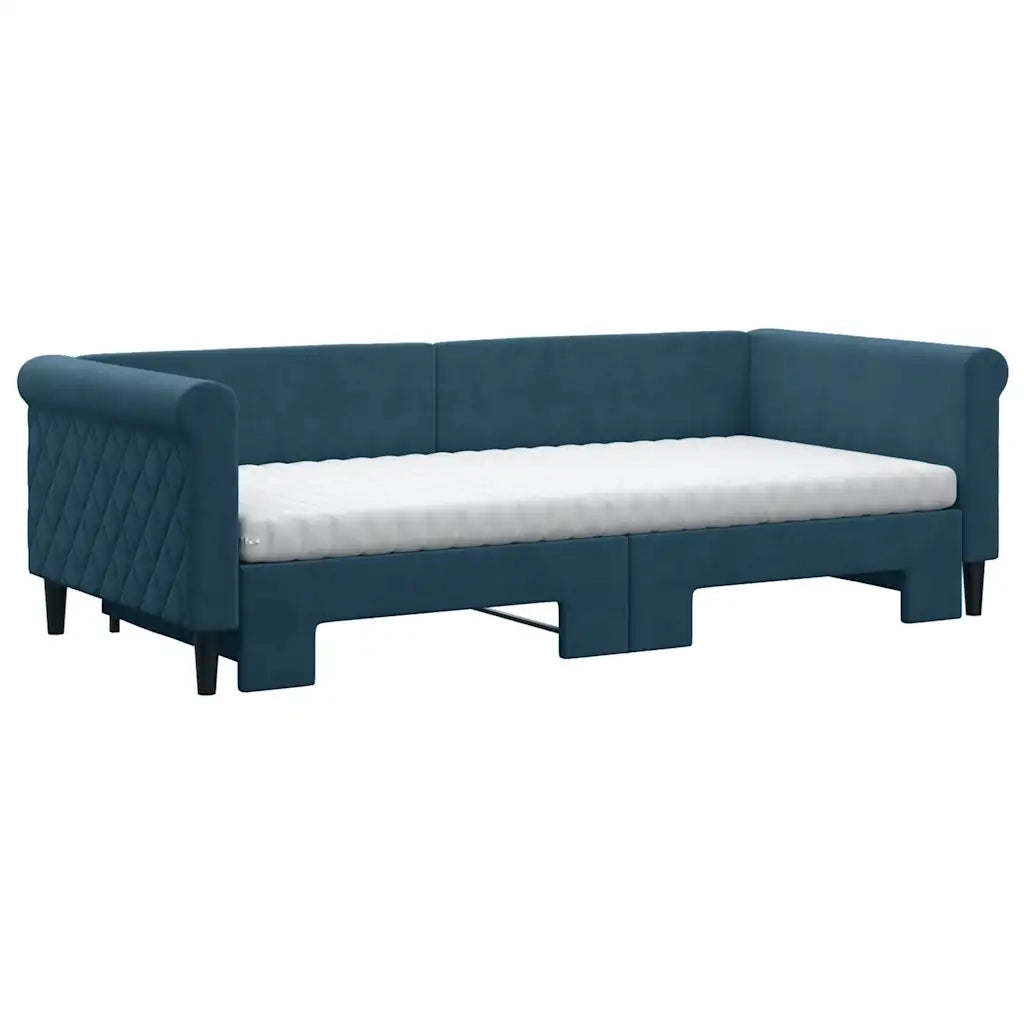 Divano Letto Estraibile con Materassi Blu 90x200 cm Velluto 3197794