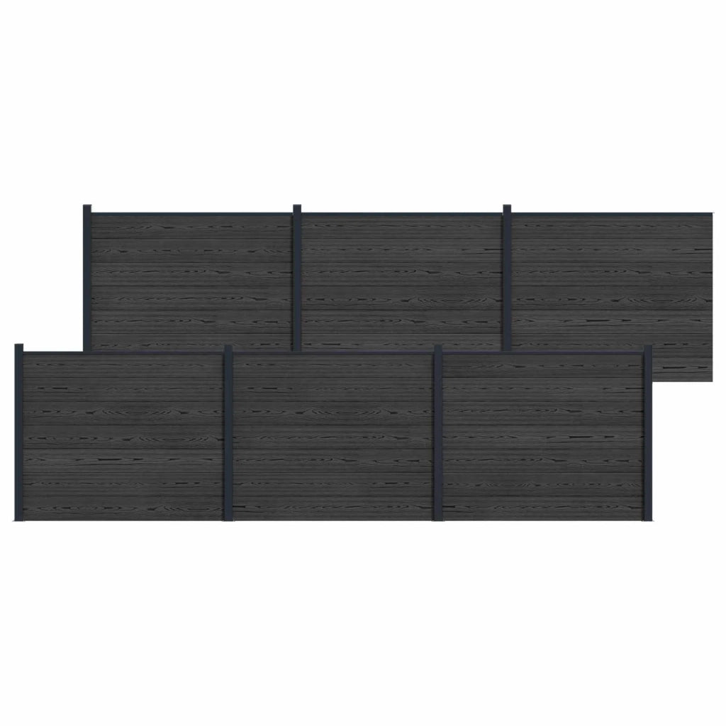 Pannello di Recinzione 6 pcs WPC e Alluminio Nero