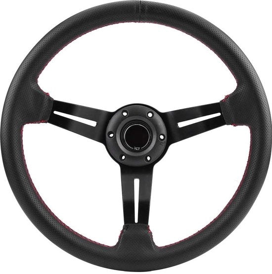 Sterzo 350mm - Cassetto in Alluminio - Pelle Forata - Universale - Aspetto Lussuoso - Presa Improvvisa Migliorata - Sterzo da Corsa