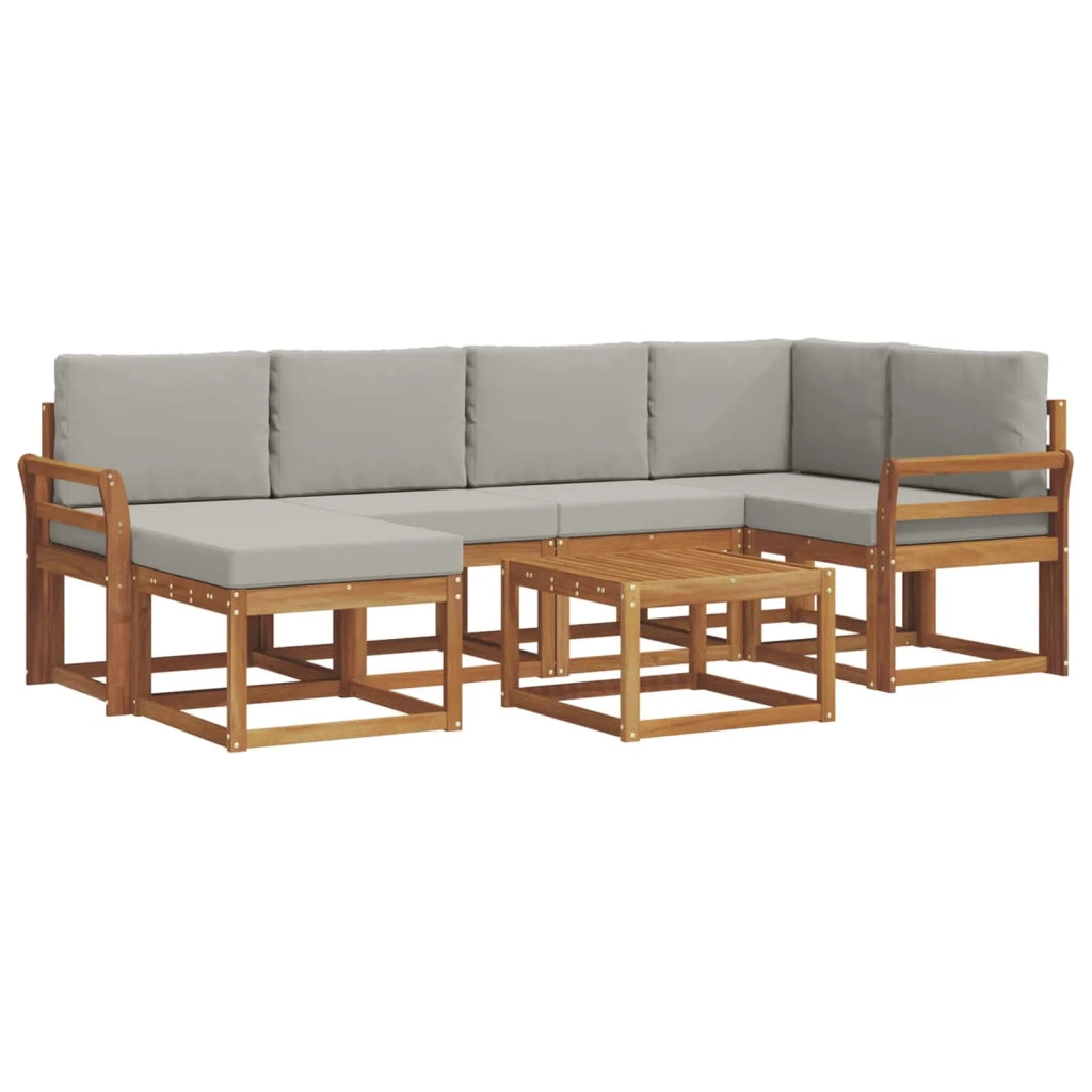 Set di divani da esterno 7 pcs Grigio Naturale e Chiaro