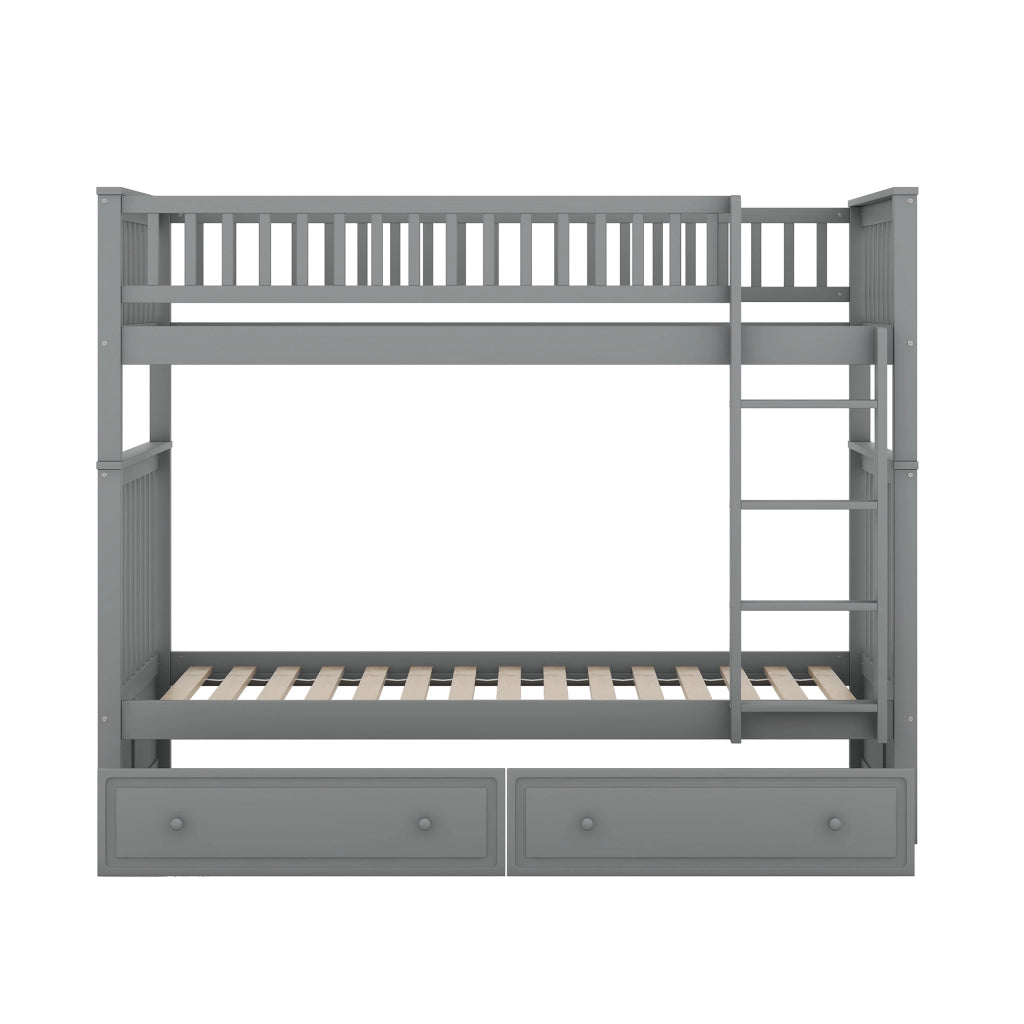 Letto a castello funzionale in pino grigio 90x200 cm