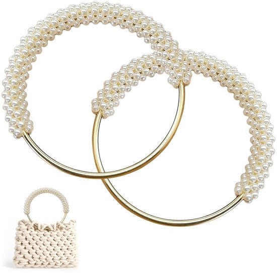 Manici per borse a mano - Metallici - Resistenti e riutilizzabili - Bianco madreperla - Ideali per borse artigianali - 2 pezzi