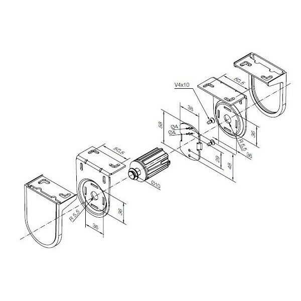 KIT SUPPORTI BIANCHI INTERASSE 55MM PER MOTORI Ø35/45MM MAX 10NM NICE 525.40003