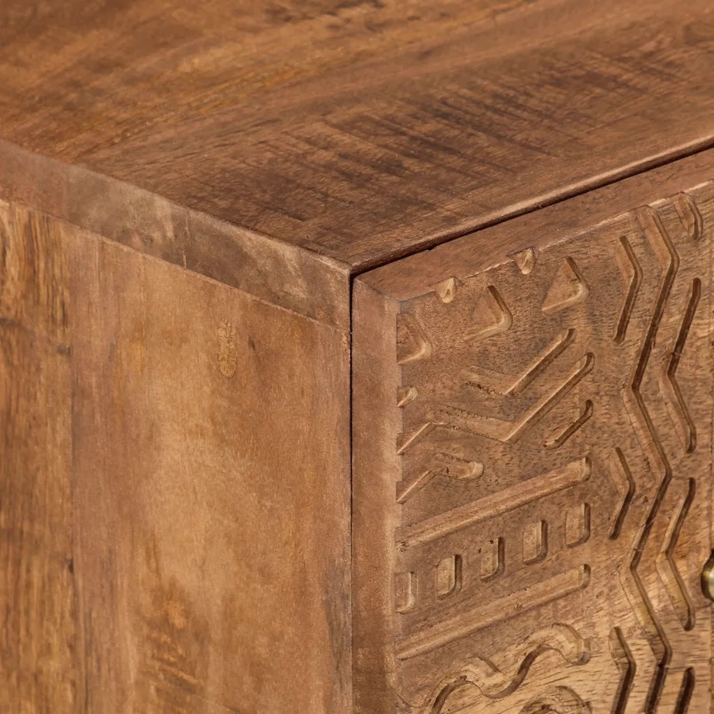 Cassettiera 55x30x76 cm in Legno Massello di Mango e Ferro 371995