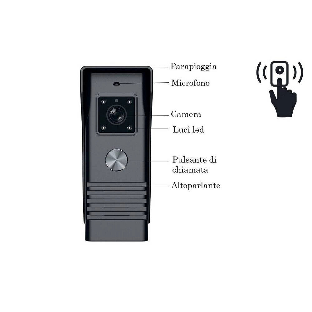 Trade Shop - Kit Videocitofono Monofamiliare Monitor 7'' Telecamera Apriporta Rlc07 -