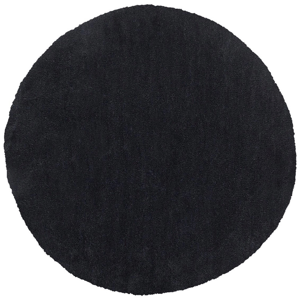 Tappeto shaggy Nero da 140 cm moderno tappeto rotondo trapuntato a Pelo Lungo